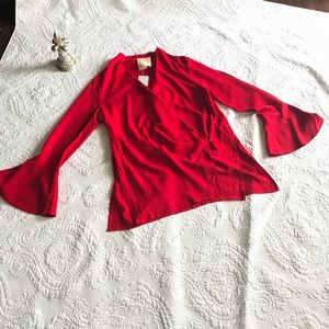 ✨NWT✨ FREE PEOPLE Red Bell Sleeve Top